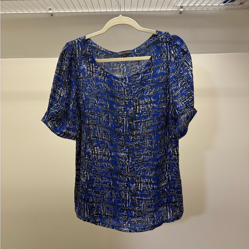 Banana Republic Blue and Black Women's Blouse XL